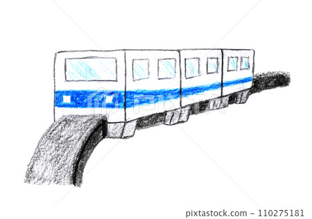 Colored pencil drawing, hand-drawn monorail Colored pencil drawing, hand-drawn monorail 110275181