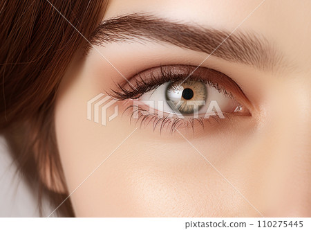 女性眼睛、瞳孔、睫毛延長、瞳孔和眉毛的圖像 110275445