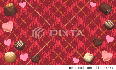 Valentine background heart and chocolate tartan check 16:9 110275835