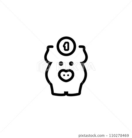piggy bank icon with coin symbol, made in line style 110278469