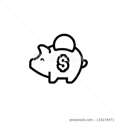 piggy bank icon with coin dollar symbol, made in linear style 110278471