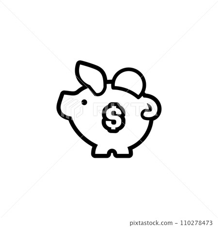 piggy bank icon with coin dollar symbol, made in linear style 110278473