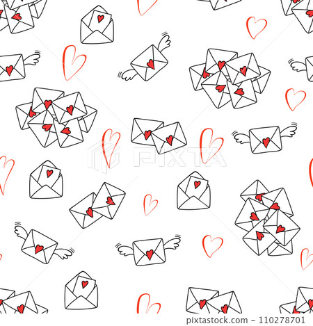 Hand drawn set love letters seamless pattern vector image Hand drawn set love letters seamless pattern vector image 110278701