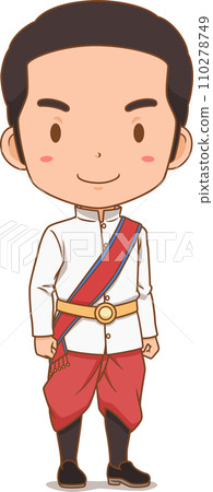 Cartoon boy in Cambodia national costume. Cartoon boy in Cambodia national costume. 110278749
