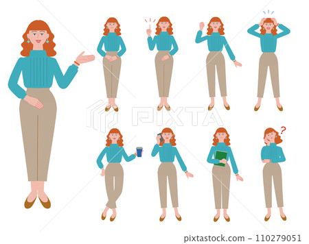 A set of business women in various poses 110279051