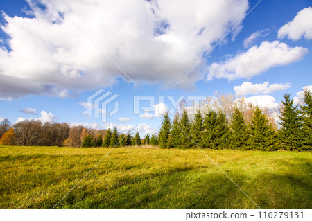 Scenic nature view. Autumn landscape in Latvia. Scenic nature view. Autumn landscape in Latvia. 110279131