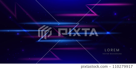 Abstract blue and pink neon diagonal glowing on dark blue background with lingthing effect sparkle. Abstract blue and pink neon diagonal glowing on dark blue background with lingthing effect sparkle. 110279917