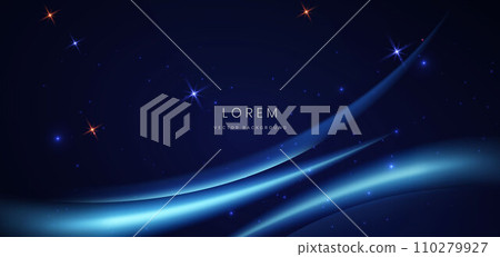 Abstract technology futuristic glowing blue curved line on dark blue background. 110279927