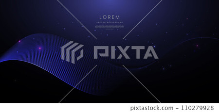 Abstract futuristic curved glowing blue light lines on black background. Abstract futuristic curved glowing blue light lines on black background. 110279928