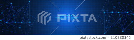 Abstract technology background of global network connection and communication with connecting the dots and lines for banner design or header. Vector illustration 110280345