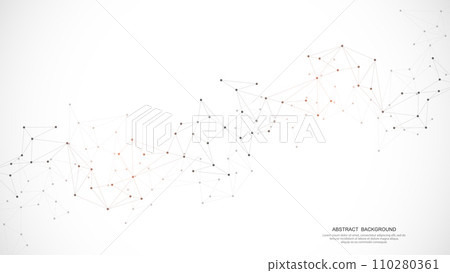 Abstract background and geometric pattern with connecting the dots and lines. Networking concept, internet connection and global communication. Vector illustration 110280361