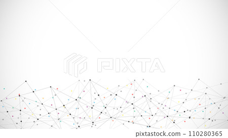 Abstract background and geometric pattern with connecting the dots and lines. Networking concept, internet connection and global communication. Vector illustration 110280365