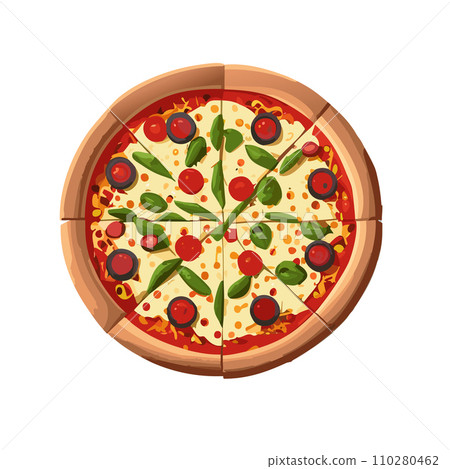 Pizza. Homemade pizza. Delicious pizza. Freshly made Italian margherita pizza with buffalo mozzarella and basil. Pizza with cheese, tomato sauce. Wood oven. World Pizza Day. February 9. 2024. 110280462