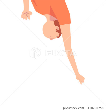 Young Man Hanging Upside Down and Gesturing Vector Illustration Young Man Hanging Upside Down and Gesturing Vector Illustration 110280758