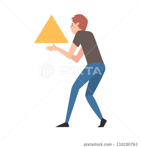 Young Man Organizing Abstract Triangular Geometric Shape Vector Illustration Young Man Organizing Abstract Triangular Geometric Shape Vector Illustration 110280762