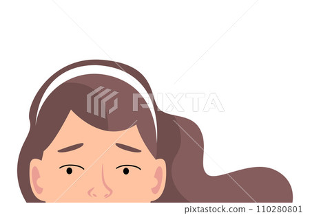 Part of Face of Young Brunette Woman Vector Illustration 110280801