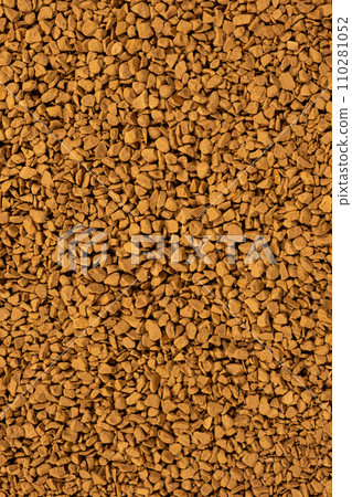 Background of freeze-dried granulated instant coffee macro close-up. Background of freeze-dried granulated instant coffee macro close-up. 110281052