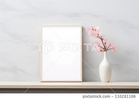 Poster mockup in modern living room interior. Frame mock up, blank artwork 110281186