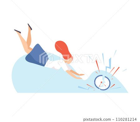 Woman is trying to catch a watch. Vector illustration. 110281214