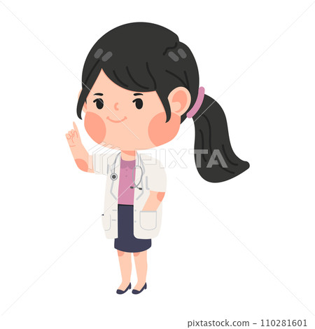 Cute woman Doctor answer the questions Cute woman Doctor answer the questions 110281601