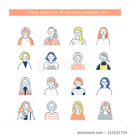 Young woman icon set upper body 21 110281734