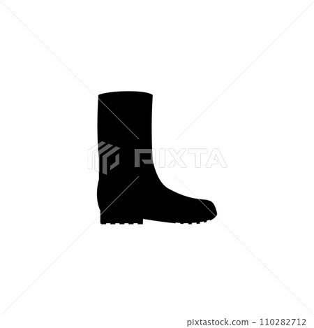 Silhouette of a high rubber boot. Vector icon. Clipart on white blank background. Theme of hunting, fishing and farming and other design ideas. Silhouette of a high rubber boot. Vector icon. Clipart on white blank background. Theme of hunting, fishing and farming and other design ideas. 110282712
