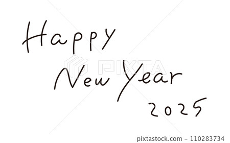 "Happy New Year" handwritten text New Year's card text material "Happy New Year" handwritten text New Year's card text material 110283734