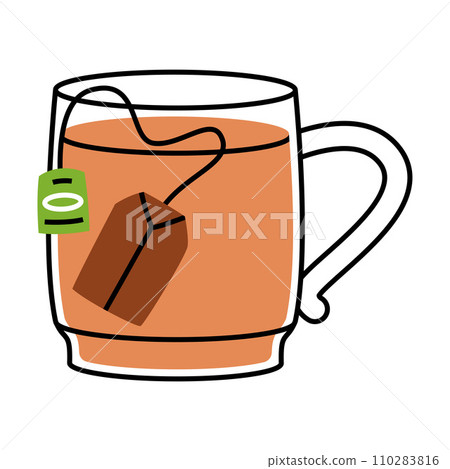 Aromatic Tea Brewing with Teabag in Glass Cup with Hot Drink Vector Illustration Aromatic Tea Brewing with Teabag in Glass Cup with Hot Drink Vector Illustration 110283816