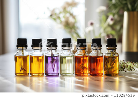 Essential oils in a small bottles with a natural ingredients Essential oils in a small bottles with a natural ingredients 110284539