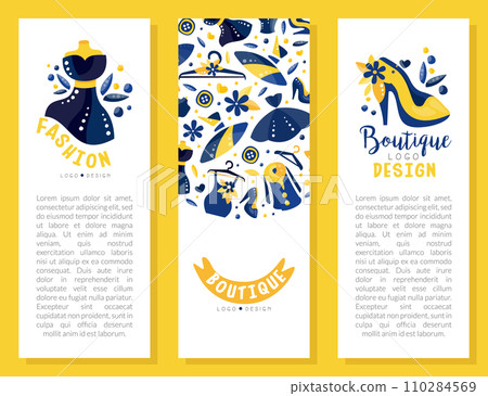 Boutique Fashion Banner Design with Garment and Hanger Vector Template 110284569