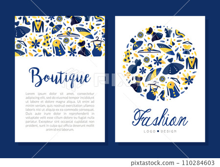 Boutique Fashion Banner Design with Garment and Hanger Vector Template Boutique Fashion Banner Design with Garment and Hanger Vector Template 110284603