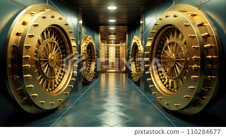 Bank safe and vault doors. Storage for gold, jewelry and money. 110284677