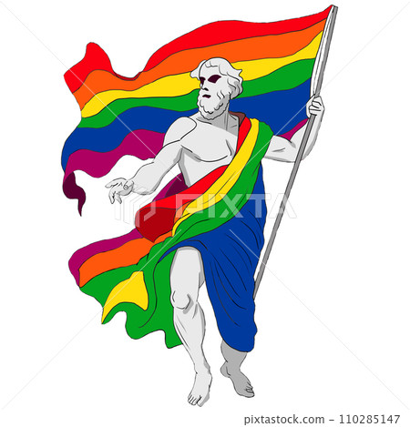 Ancient Greek philosopher holding an LGBT flag 110285147