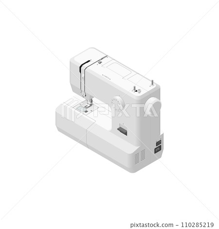 Illustration of a household sewing machine drawn using isometric projection Illustration of a household sewing machine drawn using isometric projection 110285219