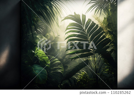 Beautiful fresh green background with jungle. Background with palm trees, Beautiful fresh green background with jungle. Background with palm trees, 110285262