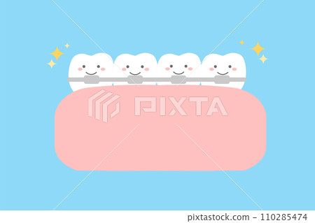 Cosmetic dentistry orthodontics tooth character illustration 110285474