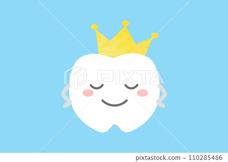 Tooth character wearing a crown 2 Tooth character wearing a crown 2 110285486
