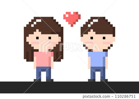 Man and Woman Couple Icon, Pixel 8 bit style Man and Woman Couple Icon, Pixel 8 bit style 110286751