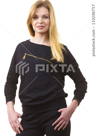 Woman wearing black top Woman wearing black top 110286757