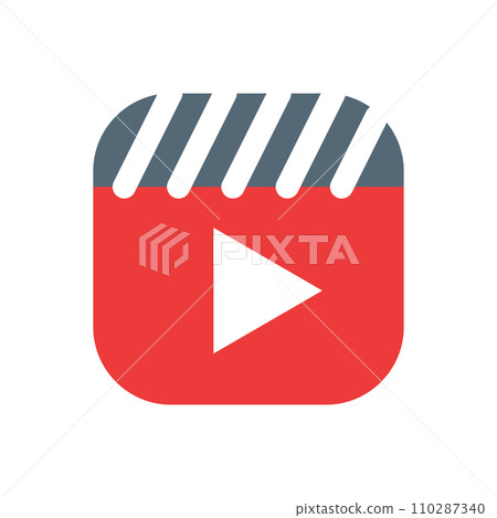 Color style icons representing videos, playback and apps 110287340