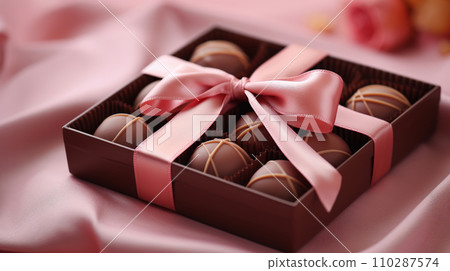 Gift boxes with chocolate pralines as holiday gift. A gift for Mother's Day, Grandmother's Day or Valentine's Day. 110287574