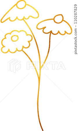 Golden Bloom - A Digital Painting of Floral Doodle Art Piece. 110287829