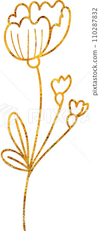 Golden Bloom - A Digital Painting of Floral Doodle Art Piece. 110287832