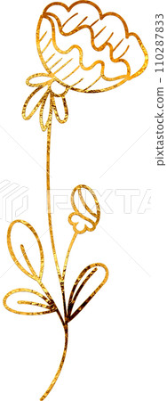 Golden Bloom - A Digital Painting of Floral Doodle Art Piece. Golden Bloom - A Digital Painting of Floral Doodle Art Piece. 110287833