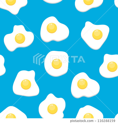 Seamless pattern with scrambled eggs on a blue background Seamless pattern with scrambled eggs on a blue background 110288159