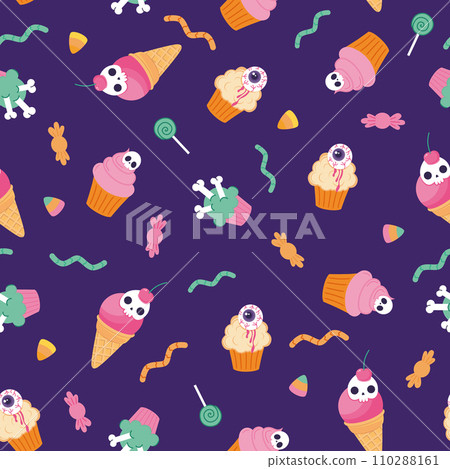 Seamless vector pattern for Halloween with sweets 110288161