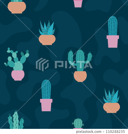 Vector pattern with cacti. Vector pattern with cacti. 110288235