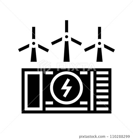 energy storage wind turbine glyph icon vector illustration 110288299