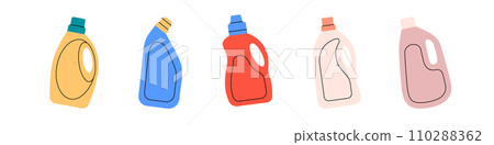 Antibacterial toilet cleaners. Cleaning service tools. Housekeeping service equipment. Vector illustration. Antibacterial toilet cleaners. Cleaning service tools. Housekeeping service equipment. Vector illustration. 110288362