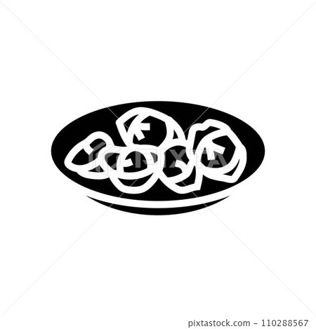 fried wontons chinese cuisine glyph icon vector illustration 110288567
